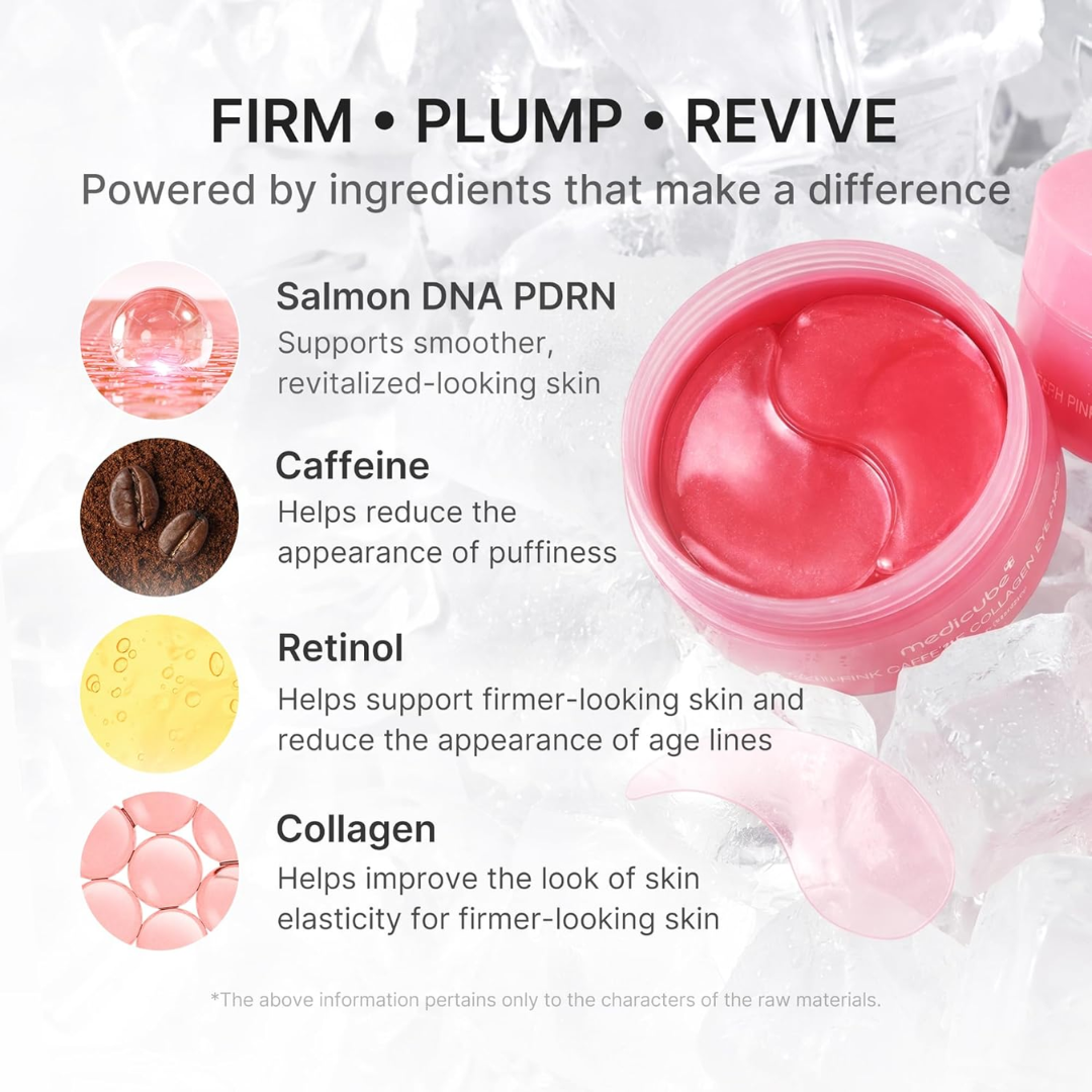 Medicube PDRN Pink Caffeine Collagen Eye Patch | 85 g / 2.99 oz (60 Patches)